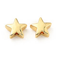 2pcs/Brass Beads, Cadmium Free & Lead Free, Star, Real 18K Gold Plated/7x7.5x3.5mm