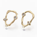 2pcs/ Brass Cubic Zirconia Stud Earring Findings/20x14mm