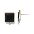 2pcs/Alloy Stud Earring Findings with Resin, with Horizontal Loops and 304 Stainless Steel Pins/19x16.5mm