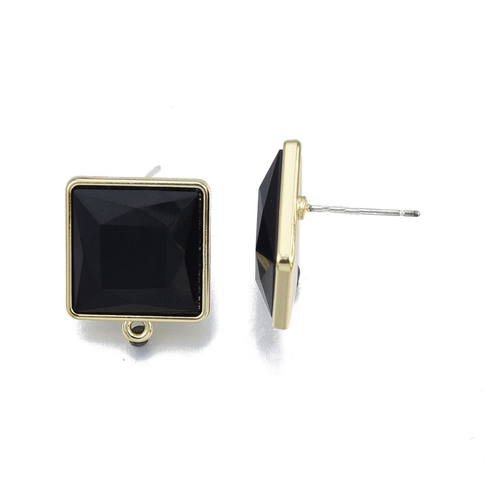2pcs/Alloy Stud Earring Findings with Resin, with Horizontal Loops and 304 Stainless Steel Pins/19x16.5mm
