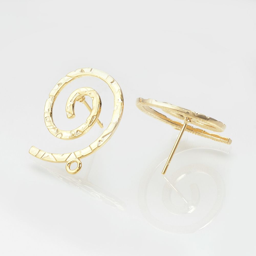 2pcs/Brass Hoop Earring Findings, Real 18K Gold Plated/24x22mm