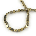 Electroplated Non-magnetic Synthetic Hematite Beads Strands, Square, Light Gold Plated, 4x4x2mm, Hole: 1mm, about 97pcs/strand, 15.7 inch