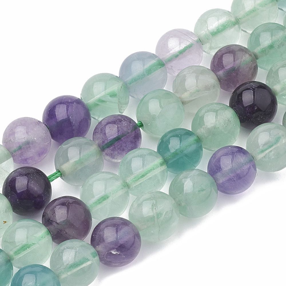 Natural Fluorite Beads Strands, Round,15.7 inch