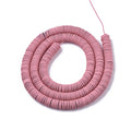 Spray Painted Non-magnetic Synthetic Hematite Beads Strands, Heishi Beads, Flat Round/Disc, Pink, 6x1mm, Hole: 0.8mm, about 390~395pcs/strand, 15.75 inch(40cm)
