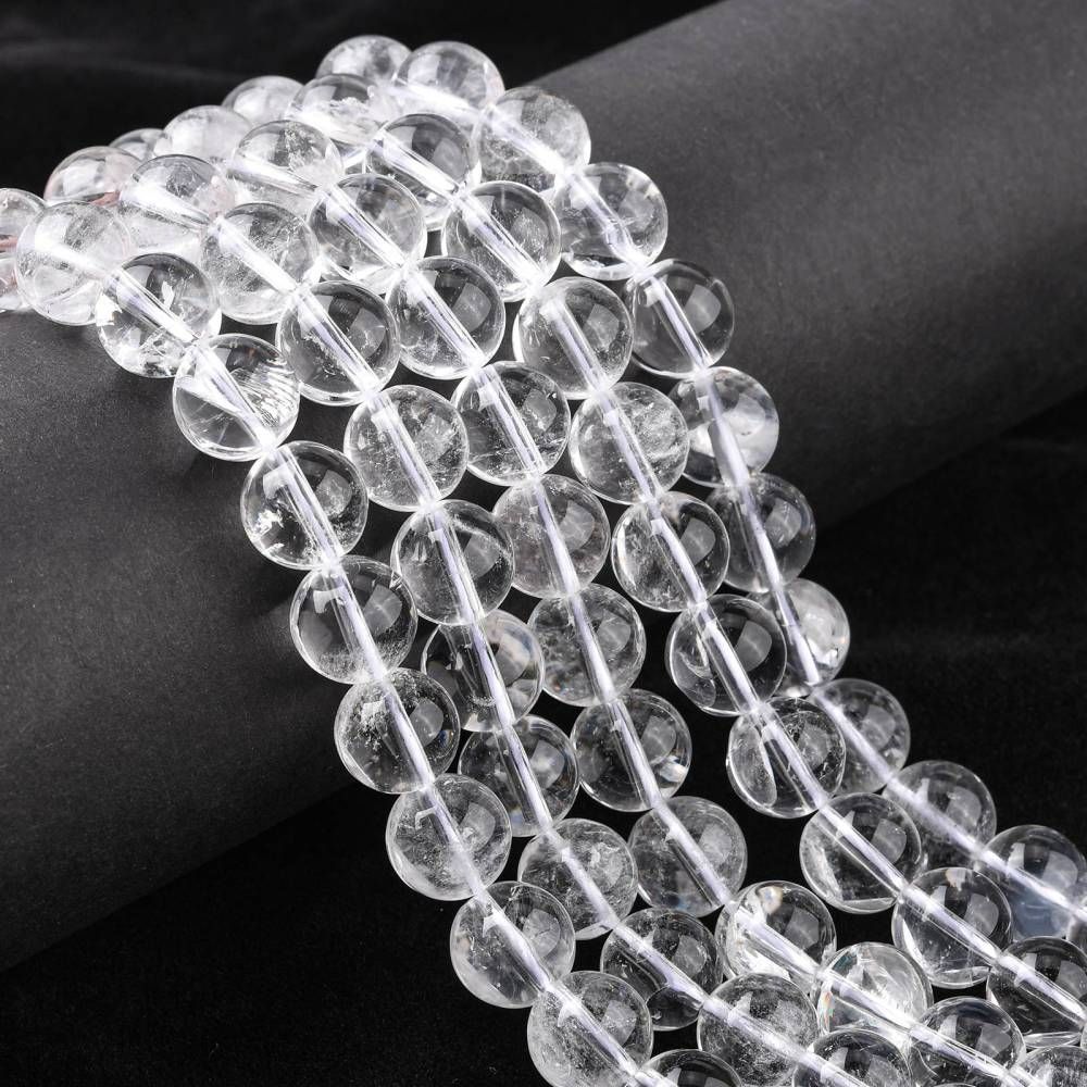 Natural Quartz Crystal Beads Strands, Rock Crystal Beads, Round, 10mm, Hole: 1.2mm, about 18pcs/strand, 7.5 inch