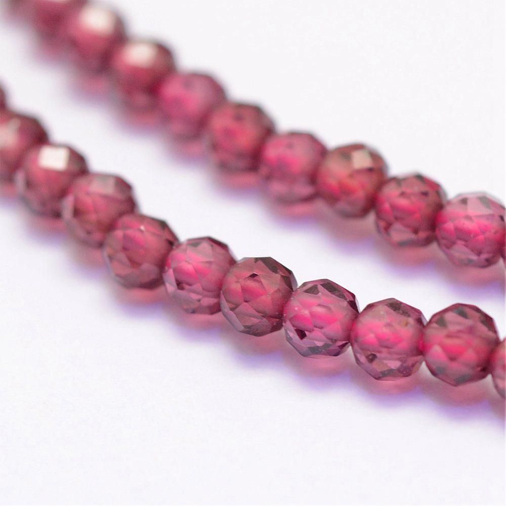 Natural Garnet Beads Strands, Faceted, Round, 2mm, Hole: 0.4~0.5mm, about 181~210pcs/strand, 15.4 inch(39.2cm)