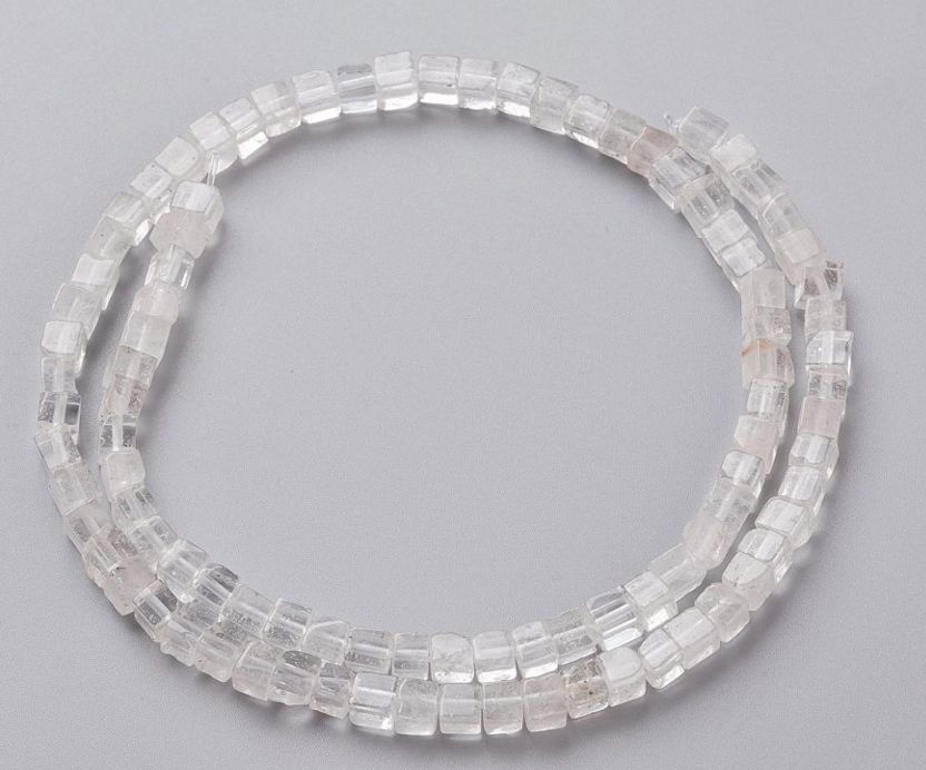 Natural Quartz Crystal Beads Strands, Rock Crystal Beads, Cube, 4x4x4mm, Hole: 0.7mm, about 93pcs/Strand, 38cm