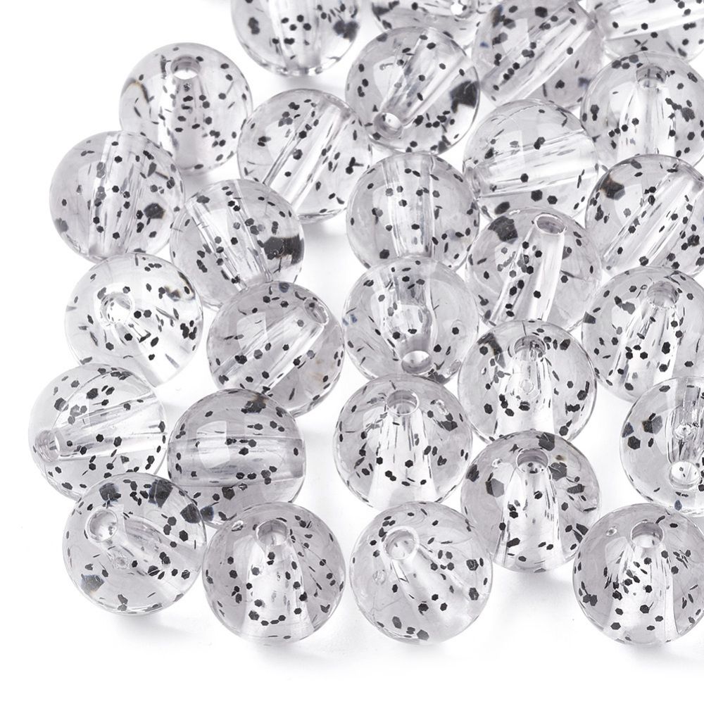 ~19pcs/Transparent Acrylic Beads, with Glitter Powder/10mm