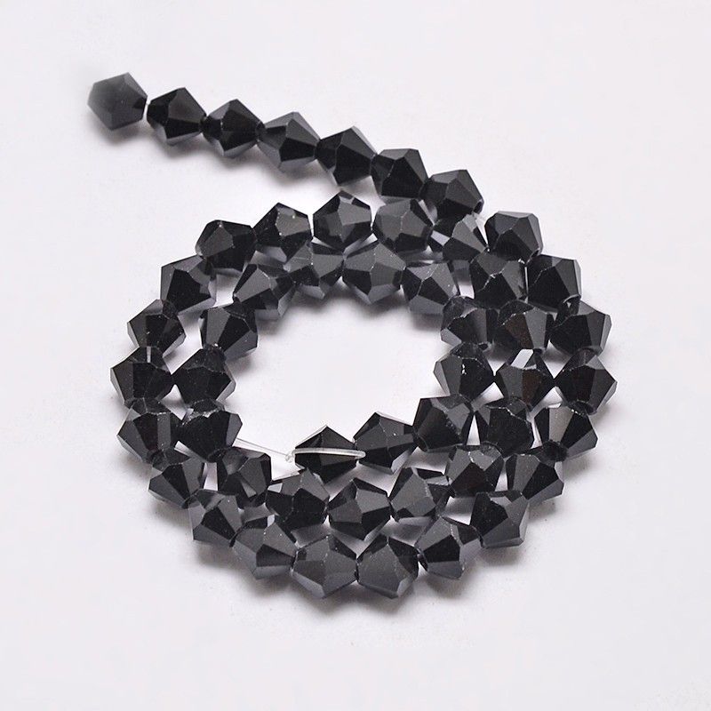 Imitate Austrian Crystal Bicone Glass Beads Strands, Grade AA, Faceted, Black, 3.5~3.8x3.5mm, Hole: 0.8mm, about about 107~110pcs/strand, 32.5~34cm