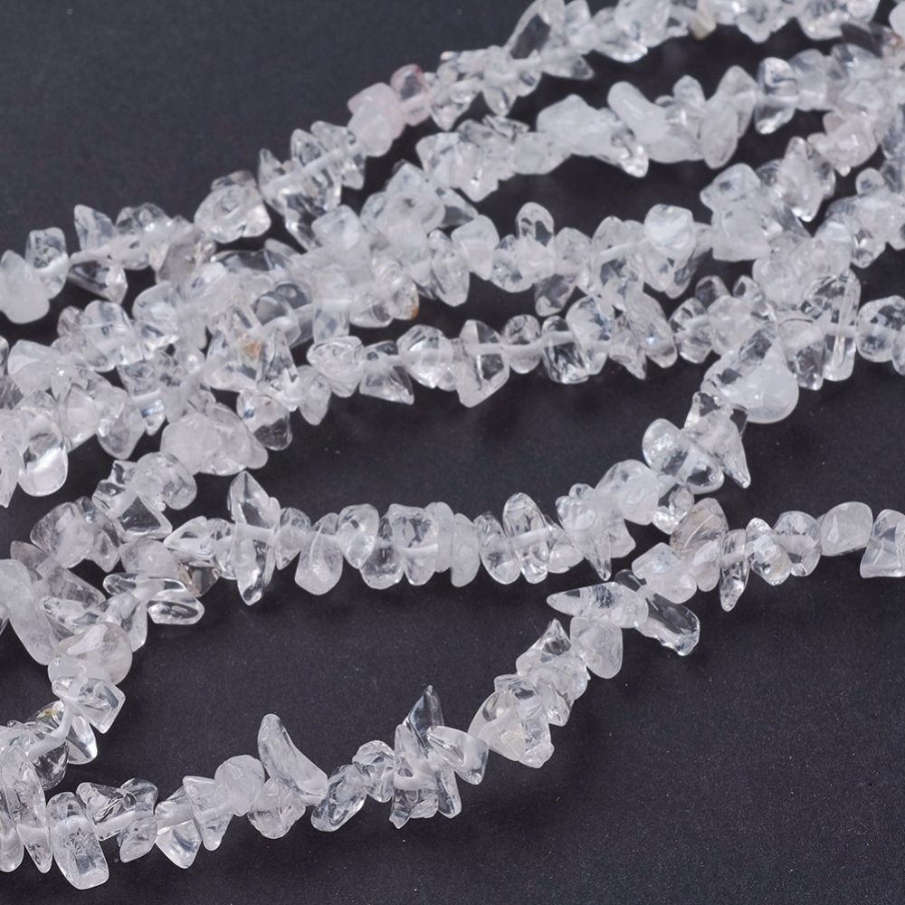 Quartz Crystal Chips Beads Strands, Clear, 3~5x3~5mm, Hole: 1mm, 31 inch