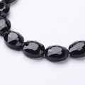 Glass Bead Strands, Crystal Bead Strands, Faceted, Oval, Black, 16x12~13x7mm, Hole: 1mm, 20pcs/strand, 12.5 inch