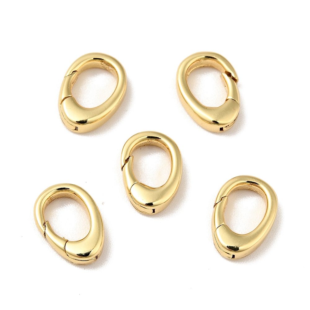 1pcs/Brass Spring Gate Rings, Cadmium Free & Nickel Free & Lead Free, Real 18K Gold Plated/9x7x2mm