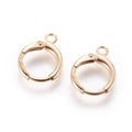 2pcs/Brass Huggie Hoop Earring Findings, with Horizontal Loop, Nickel Free, Real 18K Gold Plated/14.5x11.5x2mm