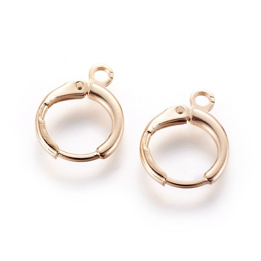 2pcs/Brass Huggie Hoop Earring Findings, with Horizontal Loop, Nickel Free, Real 18K Gold Plated/14.5x11.5x2mm