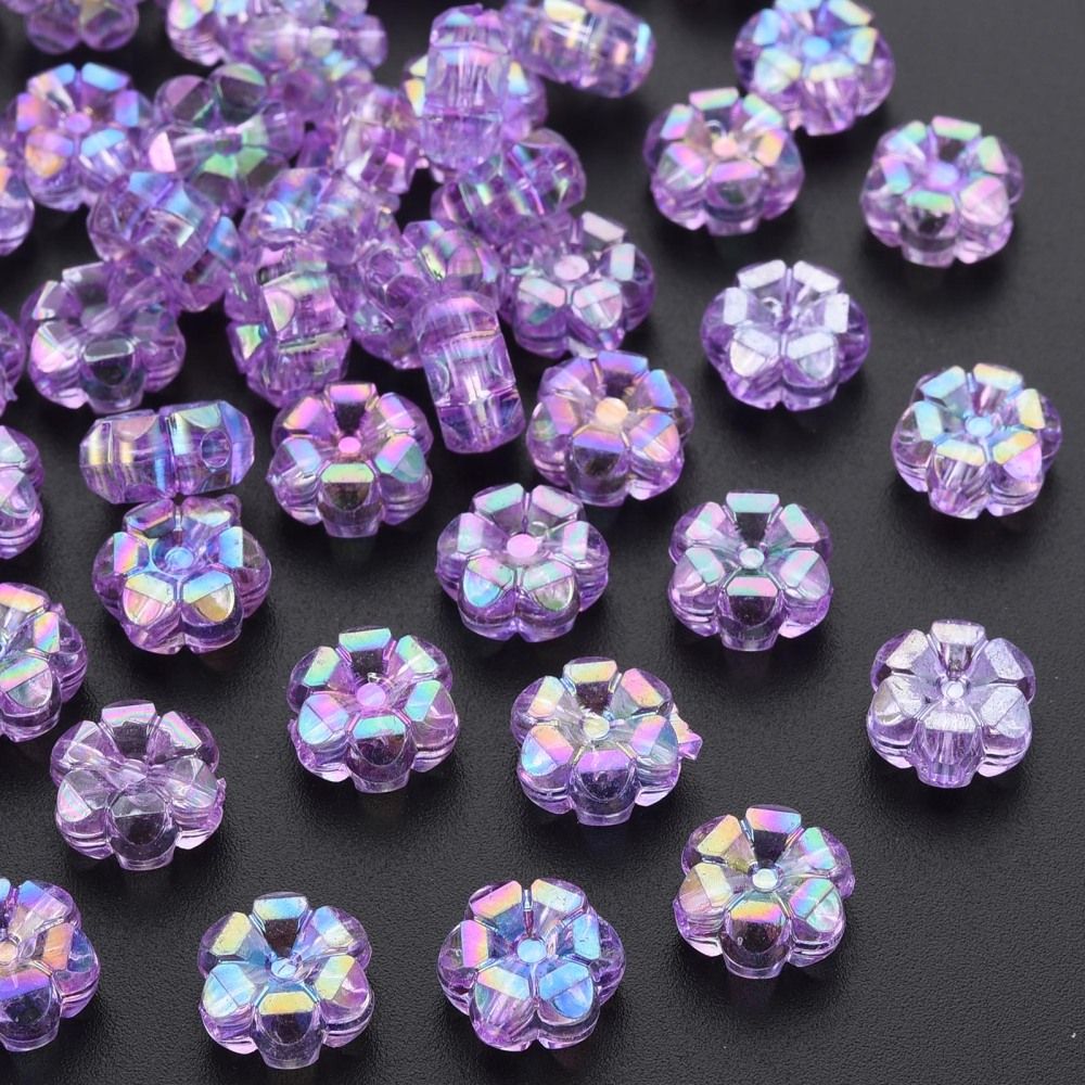 ~30pcs/Transparent Acrylic Beads, AB Color Plated/10x5mm
