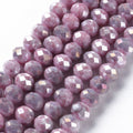 Glass Beads Strands, Faceted, Rondelle, Old Rose, 10x8mm, Hole: 1.5mm, about 60~61pcs/strand, 46~47cm