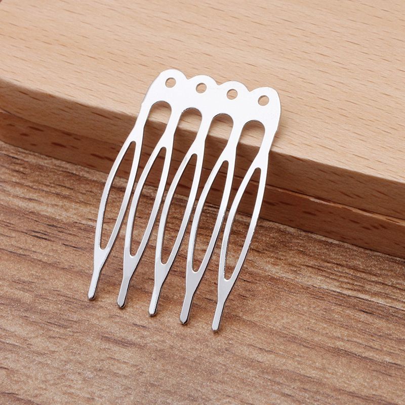 6pcs/Iron Hair Comb Findings, with Loops/40x27x0.8mm
