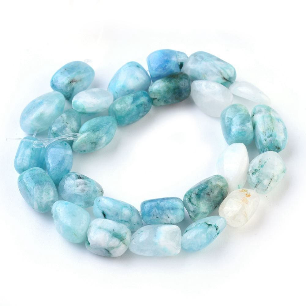 Natural Hemimorphite Beads Strands, Tumbled Stone, Nuggets, 11~20x7~13mm, Hole: 1mm, about 29~30pcs/strand, 15.3~15.7 inch(39~40cm)