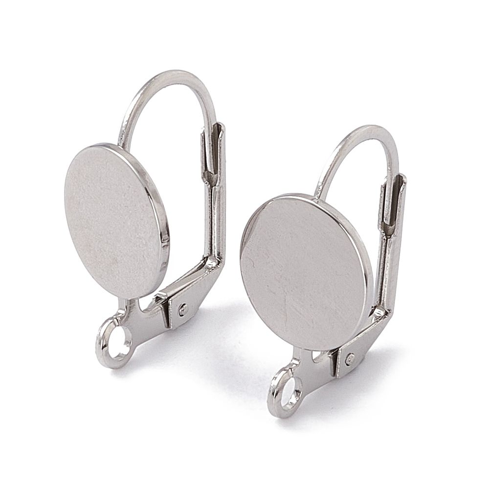 2pcs/ 304 Stainless Steel Leverback Earring Findings, with Vertical Loop/ 18x10x11.5mm