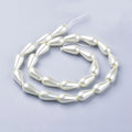 Grade A Glass Pearl Beads, for Beading Jewelry Making, Painted, Drop, Beige, 16x8mm, Hole: 1mm, about 24~26pcs/strand, 16.5inch(42cm)