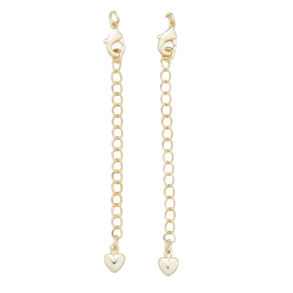 2pcs/Brass Chain Extender, with Chain and Lobster Claw Clasps, Nickel Free, Real 14K Gold Plated