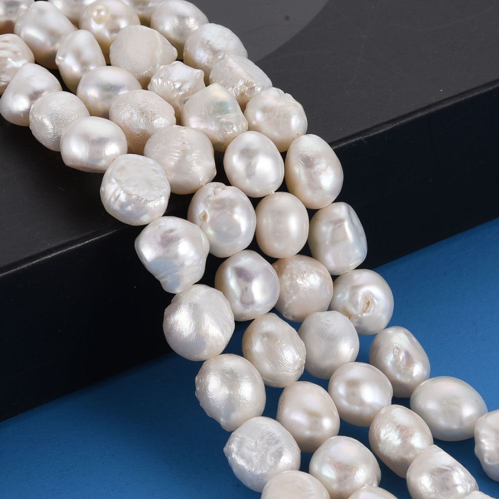 Natural Keshi Pearl Beads Strands, Cultured Freshwater Pearl, Potato, Seashell Color, 8~12x7~10x5~9mm, Hole: 0.6mm, about 31~32pcs/strand, 14.96 inch(38cm)