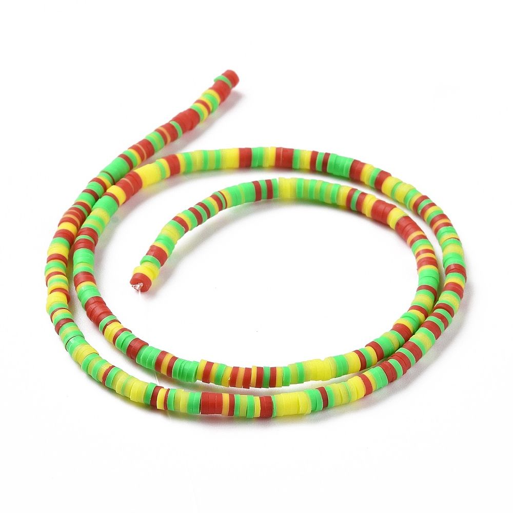 Handmade Polymer Clay Beads Strands, for DIY Jewelry Crafts Supplies, Heishi Beads, Disc/Flat Round, Spring Green, 3x0.6~1.2mm, Hole: 1.6~1.8mm, about 412pcs/strand, 15.94 inch(40.5cm)