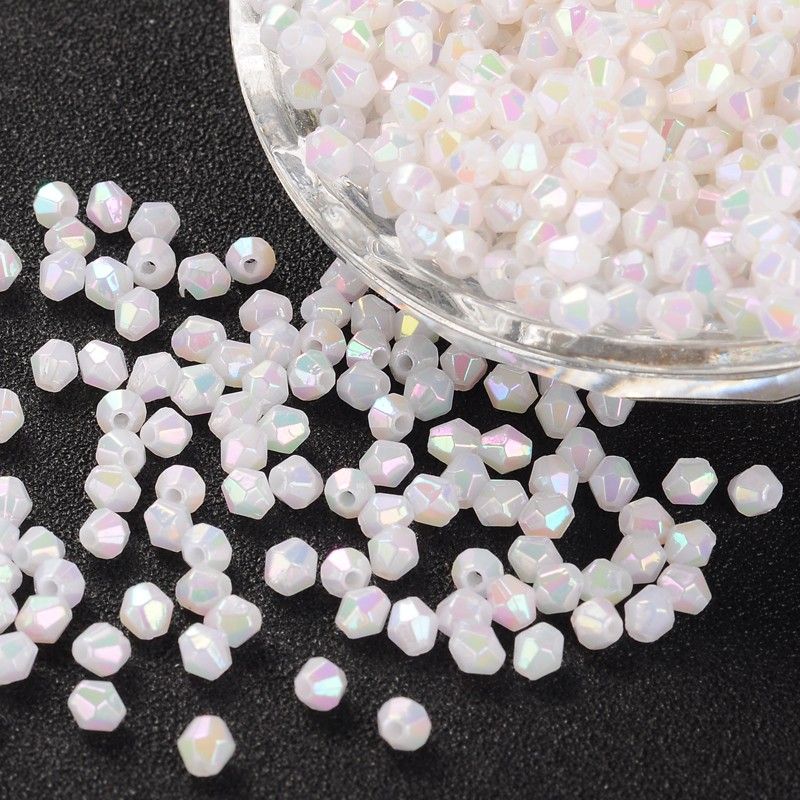 ~330pcs/Bicone AB Color Plated Eco-Friendly Transparent Acrylic Beads/4mm (19060)
