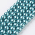 Eco-Friendly Dyed Glass Pearl Round Bead Strands, Cotton Cord Threaded, Deep Sky Blue, 8mm, Hole: 0.7~1.1mm, about 52pcs/strand