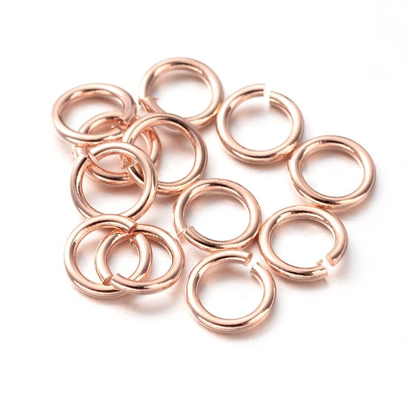 10pcs/10x1mm/Eco-Friendly PVD Vacuum Plating & Long-Lasting Plated Brass Open Jump Rings, Rose Gold