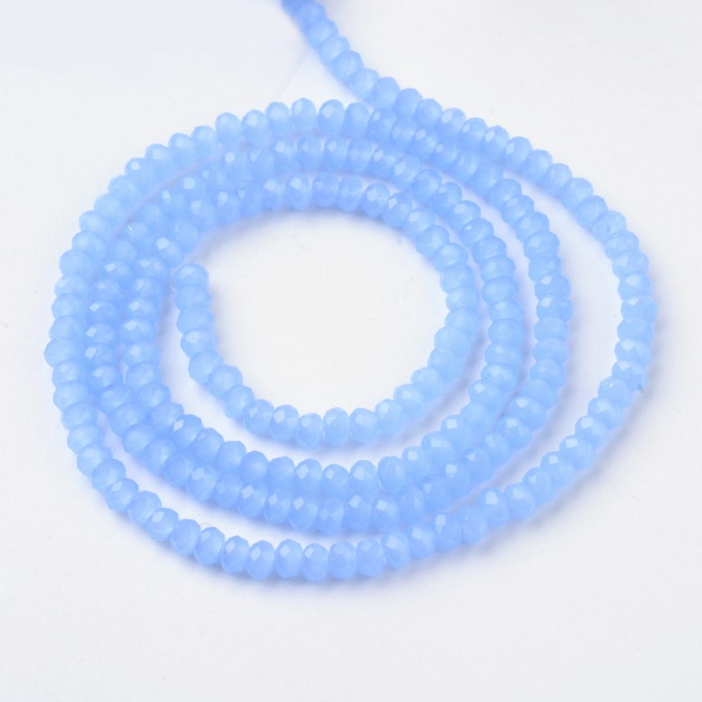 Transparent Glass Beads Strands, Faceted, Rondelle, 2.9~3.3x2mm, Hole: 0.5mm, about 135~140pcs/strand, 32~34cm