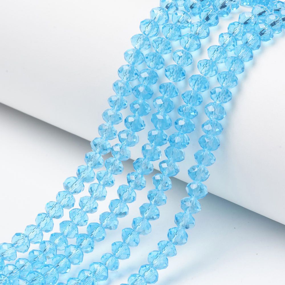 Glass Beads Strands, Faceted Abacus, Rondelle, 6x5mm, Hole: 1mm, about 80~85pcs/strand, 38~40cm