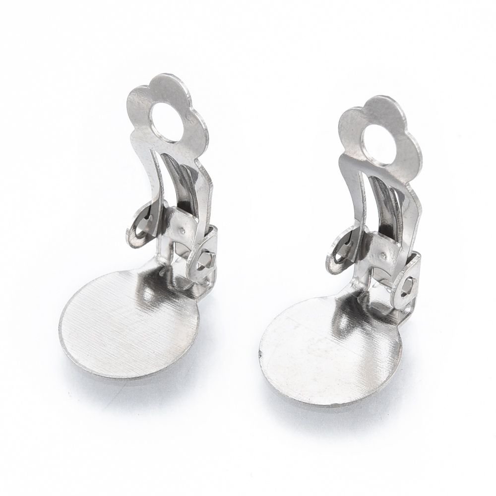 4pcs/ 304 Stainless Steel Clip-on Earring Findings/ 18x10x7mm