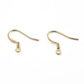 2pcs/Brass Earring Hooks, Ear Wire, with Horizontal Loop, Real 24K Gold Plated