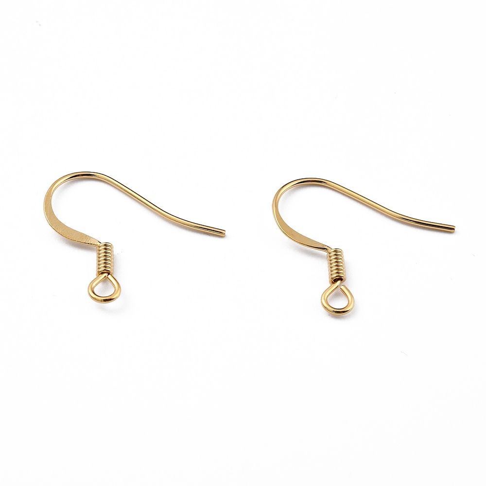 2pcs/Brass Earring Hooks, Ear Wire, with Horizontal Loop, Real 24K Gold Plated