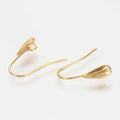 2pcs/Brass Earring Hooks, Ear Wire, Cadmium Free & Lead Free, with Horizontal Loop, Nickel Free, Real 18K Gold Plated