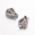 1pcs/Leaf Platinum Tone Brass Micro Pave Cubic Zirconia Box Clasp/ 20x13x6mm