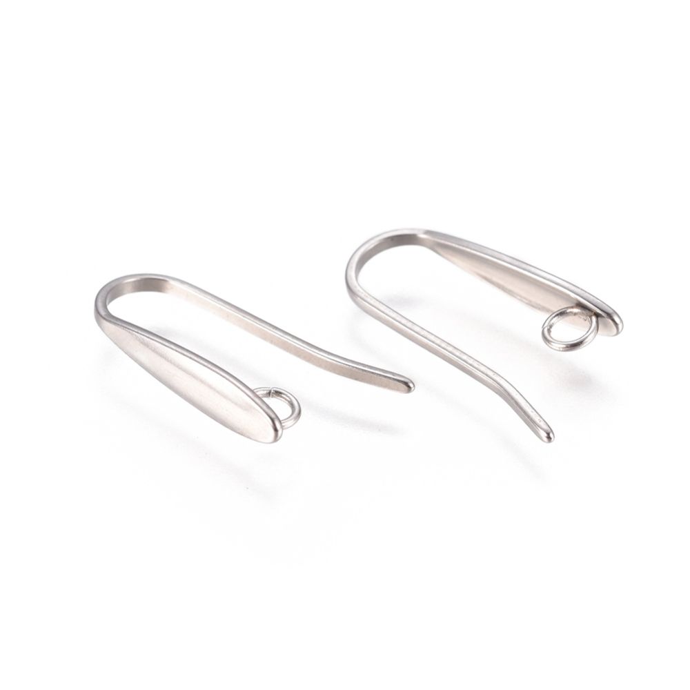 4pcs/ 304 Stainless Steel Earring Hooks, with Horizontal Loop