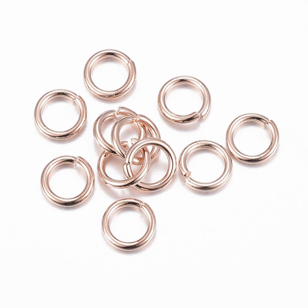 10pcs/304 Stainless Steel Jump Rings, Open Jump Rings, Rose Gold/ 6x1mm