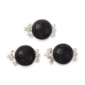 1pcs/Natural Lava Rock Box Clasps, with Brass Finding, Flat Round/26x17mm