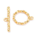 Rack Plating Brass Toggle Clasps, Long-Lasting Plated, Ring, Real 18K Gold Plated/18mm