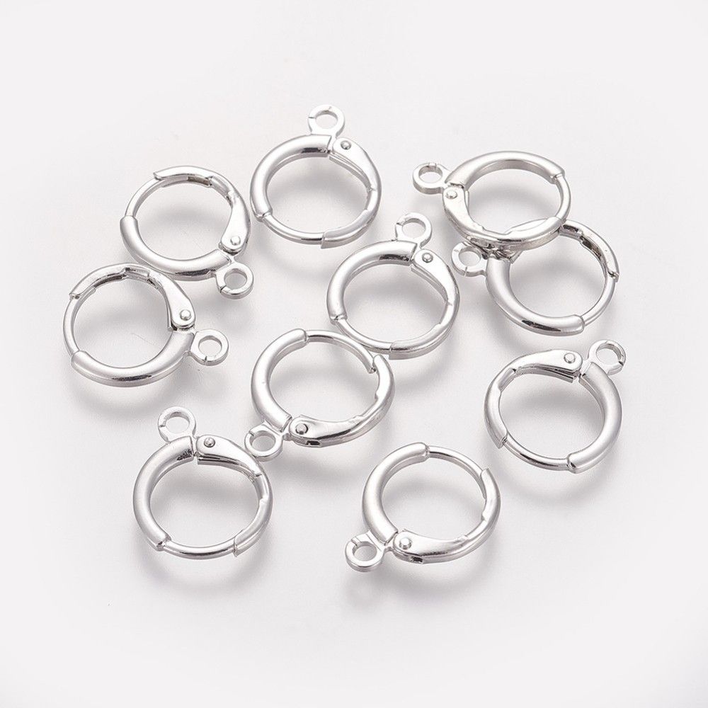 4pcs/ Brass Hoop Earring Findings/14.7x11.7x2mm