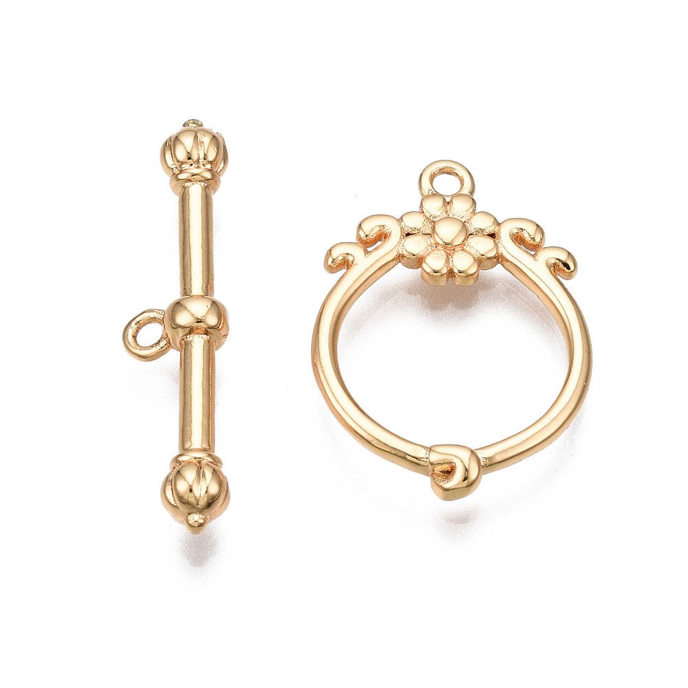 1pcs/Brass Toggle Clasps, Nickel Free, Ring, Real 18K Gold Plated/22.5x5x3mm
