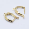 2pcs/Brass Hoop Earring Findings, Real 18K Gold Plated