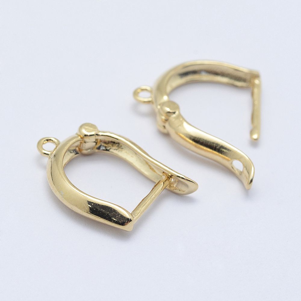 2pcs/Brass Hoop Earring Findings, Real 18K Gold Plated