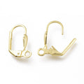 2pcs/Brass Hoop Earring Findings, Real 24K Gold Plated