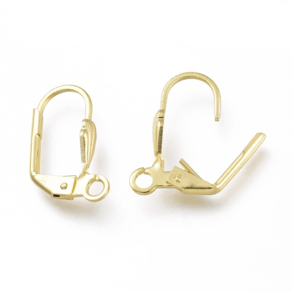 2pcs/Brass Hoop Earring Findings, Real 24K Gold Plated