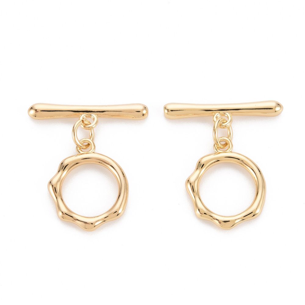 1pcs/Brass Toggle Clasps, Nickel Free, Ring, Real 18K Gold Plated/20.5x5x2.5mm