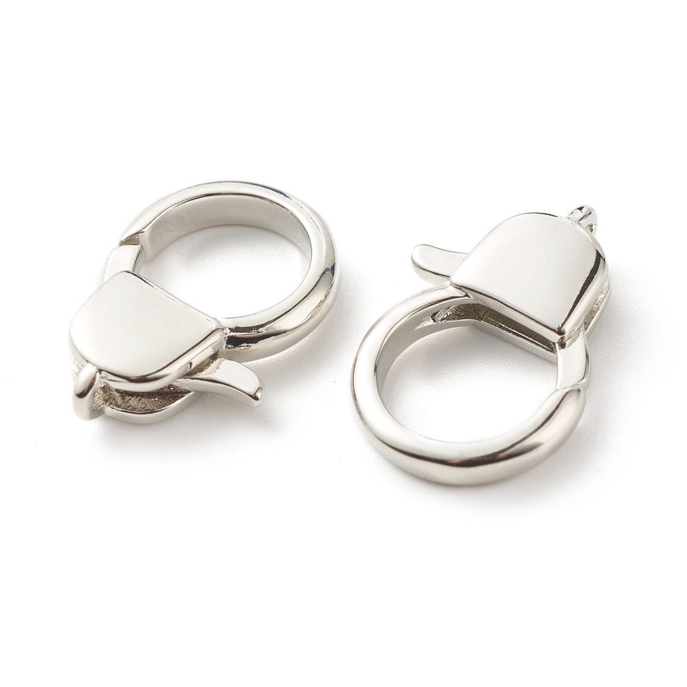 1pcs/Eco-Friendly Brass Lobster Claw Clasps, Long-Lasting Plated, Lead Free & Cadmium Free, Real Platinum Plated, 18.5x13x4mm