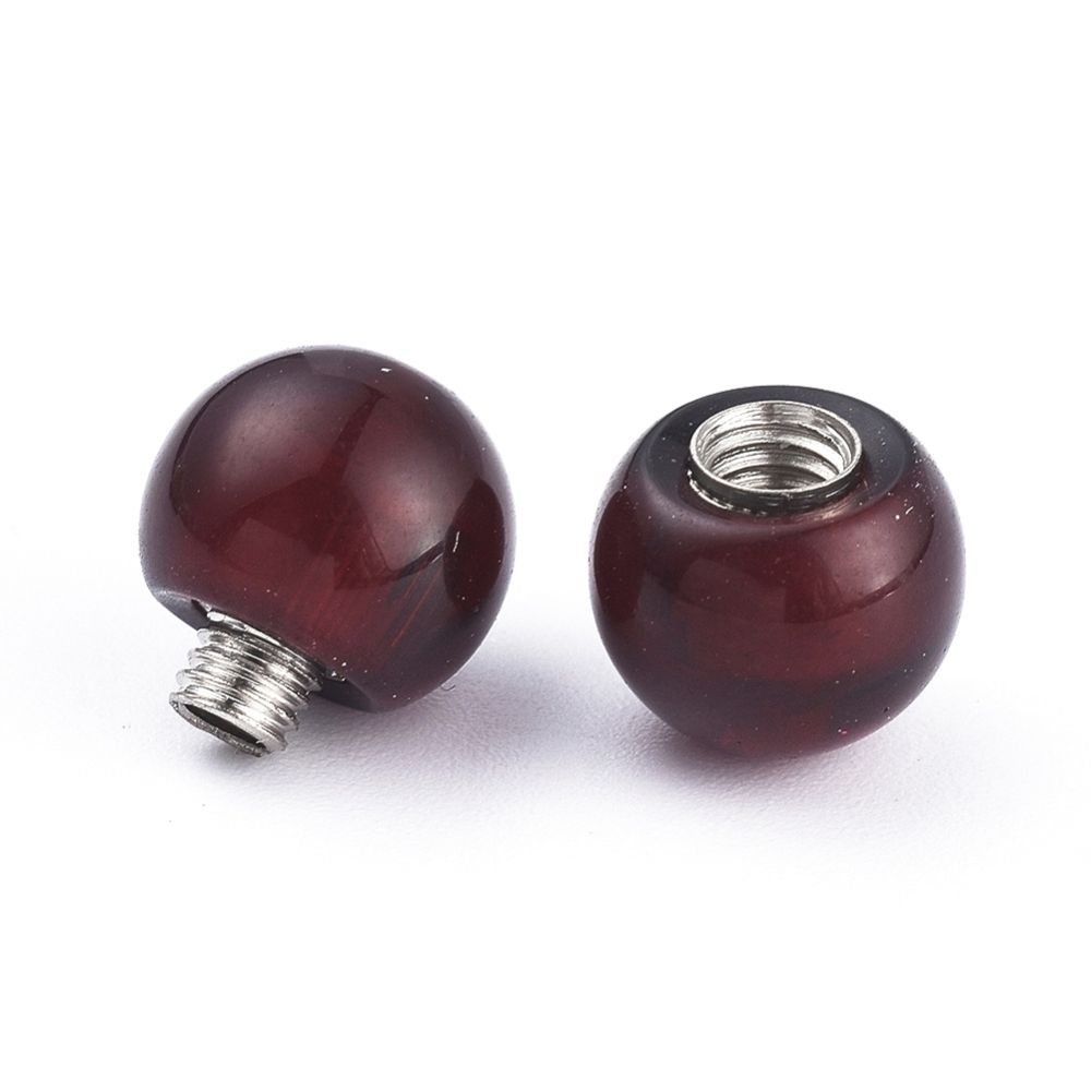 Brass Screw Clasps, with Resin & Amber, Compacting Molding/8x13mm